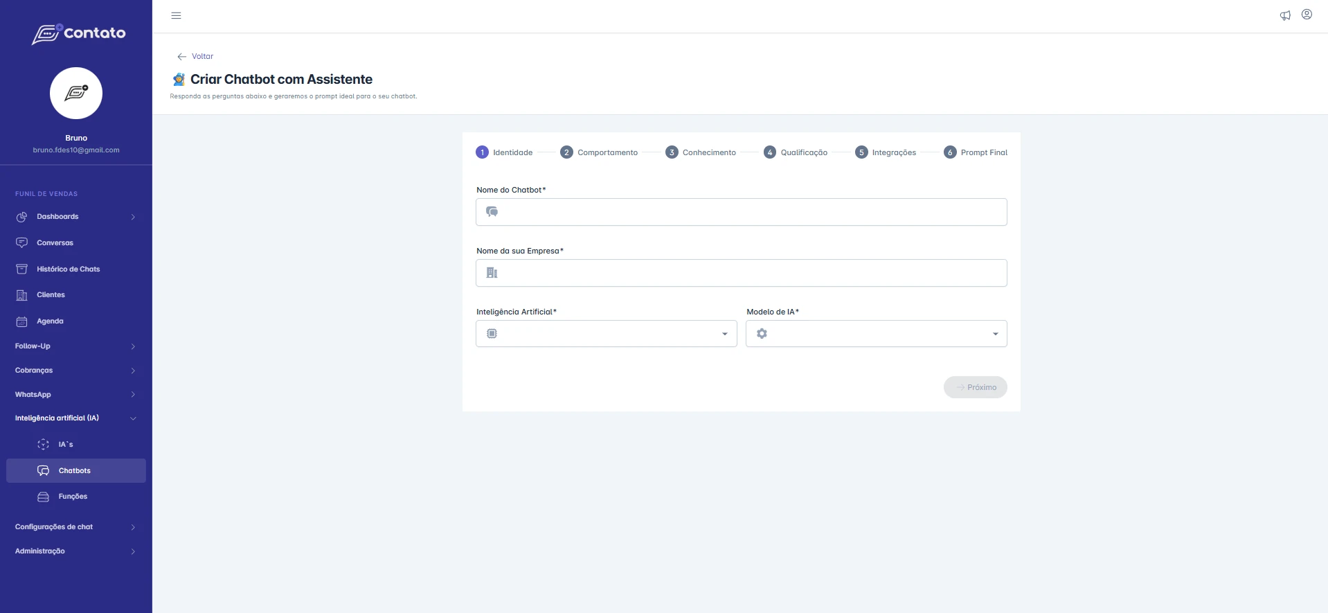Criação de chatbot com IA na Mais Contato — assistente treinado no tom da sua marca